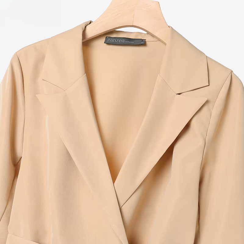 ZANZEA Women’s Belted Blazer & Wide-Leg Pant Set