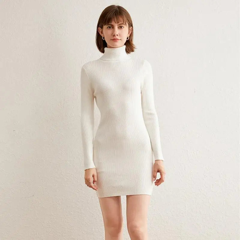 MRMT 2025 Brand New Turtleneck Women's Dresses Slim-Fit Solid Color Women Dress Tight-Fitting Knitted Bag Hip Woman Dress