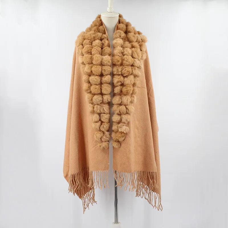 Luxury Rabbit Fur Triangle Shawl