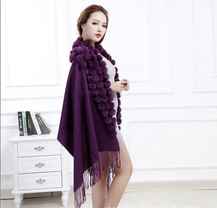 Luxury Rabbit Fur Triangle Shawl