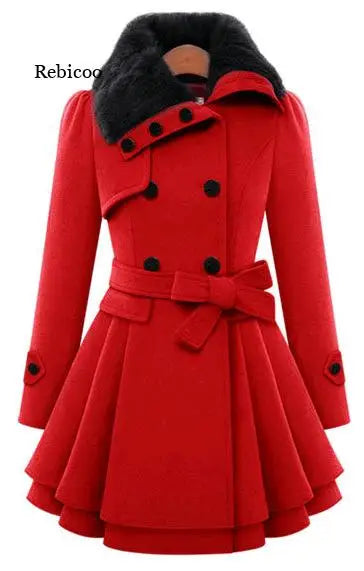 Korean Chic Wool-Blend Slim Trench Coat