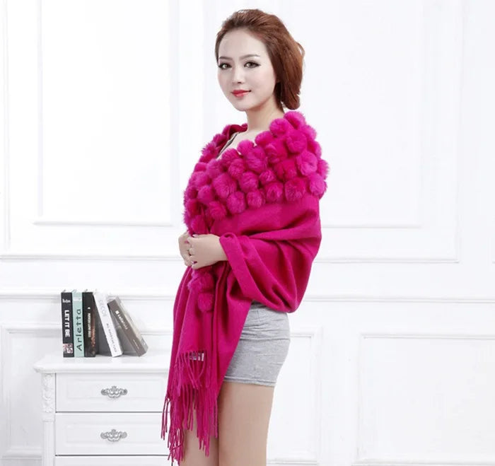 Luxury Rabbit Fur Triangle Shawl