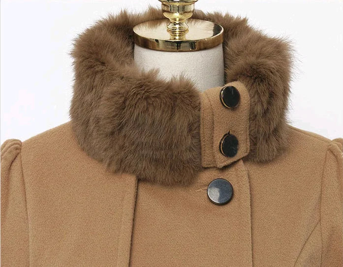 Korean Chic Wool-Blend Slim Trench Coat