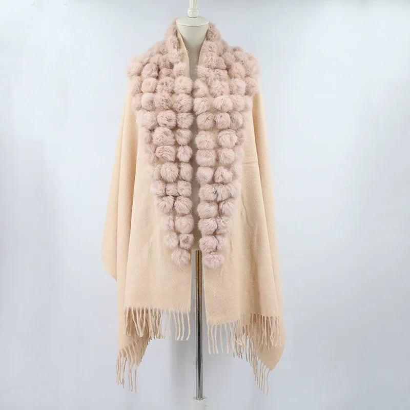 Luxury Rabbit Fur Triangle Shawl