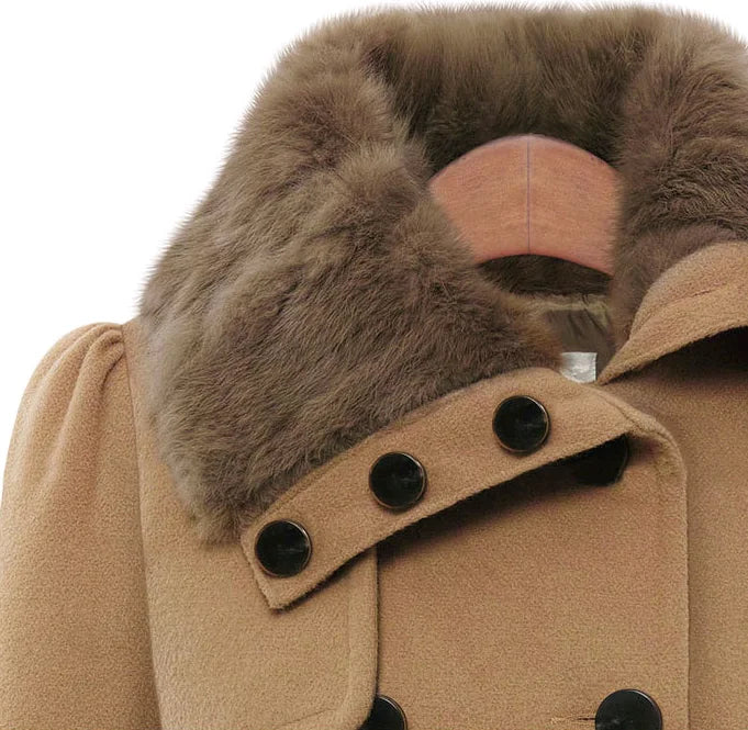 Korean Chic Wool-Blend Slim Trench Coat