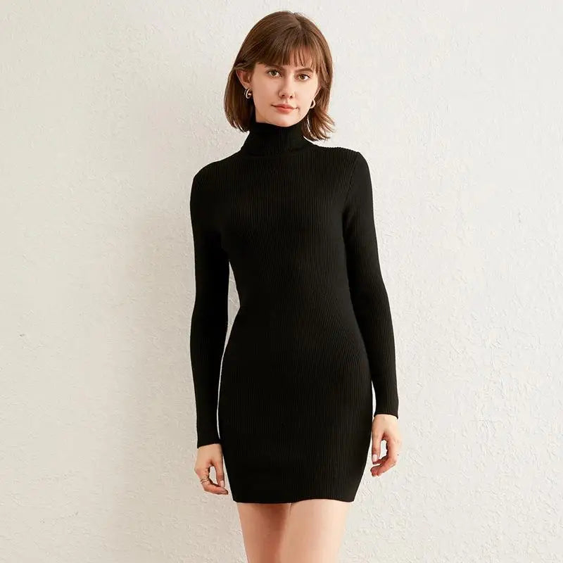 MRMT 2025 Brand New Turtleneck Women's Dresses Slim-Fit Solid Color Women Dress Tight-Fitting Knitted Bag Hip Woman Dress