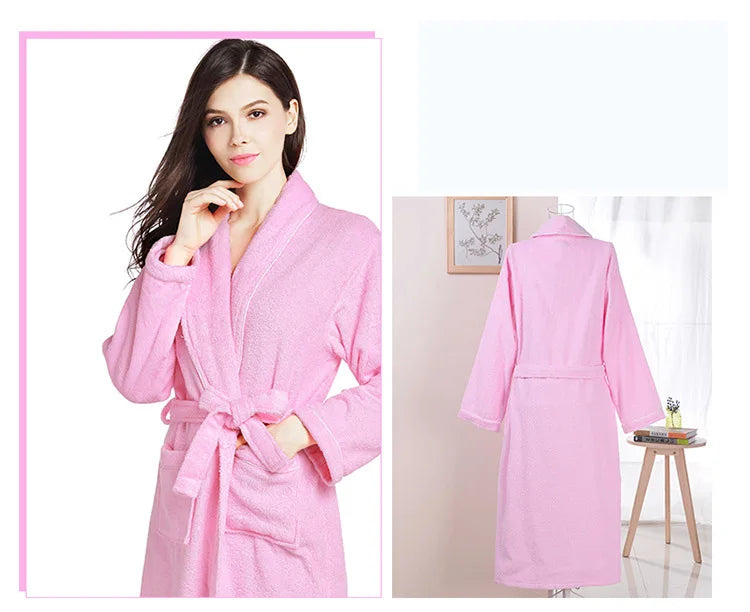 Soft Pink Cotton Terry Bathrobe