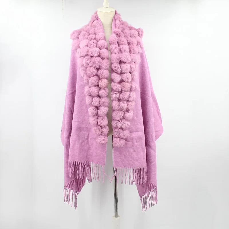 Luxury Rabbit Fur Triangle Shawl