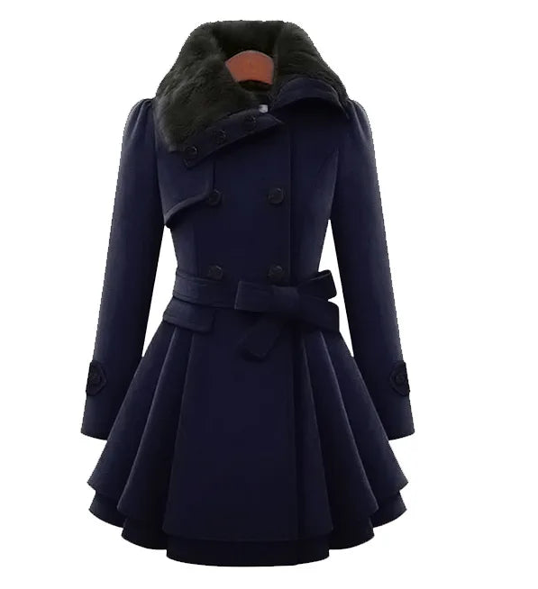 Korean Chic Wool-Blend Slim Trench Coat