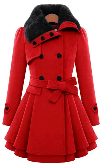 Korean Chic Wool-Blend Slim Trench Coat