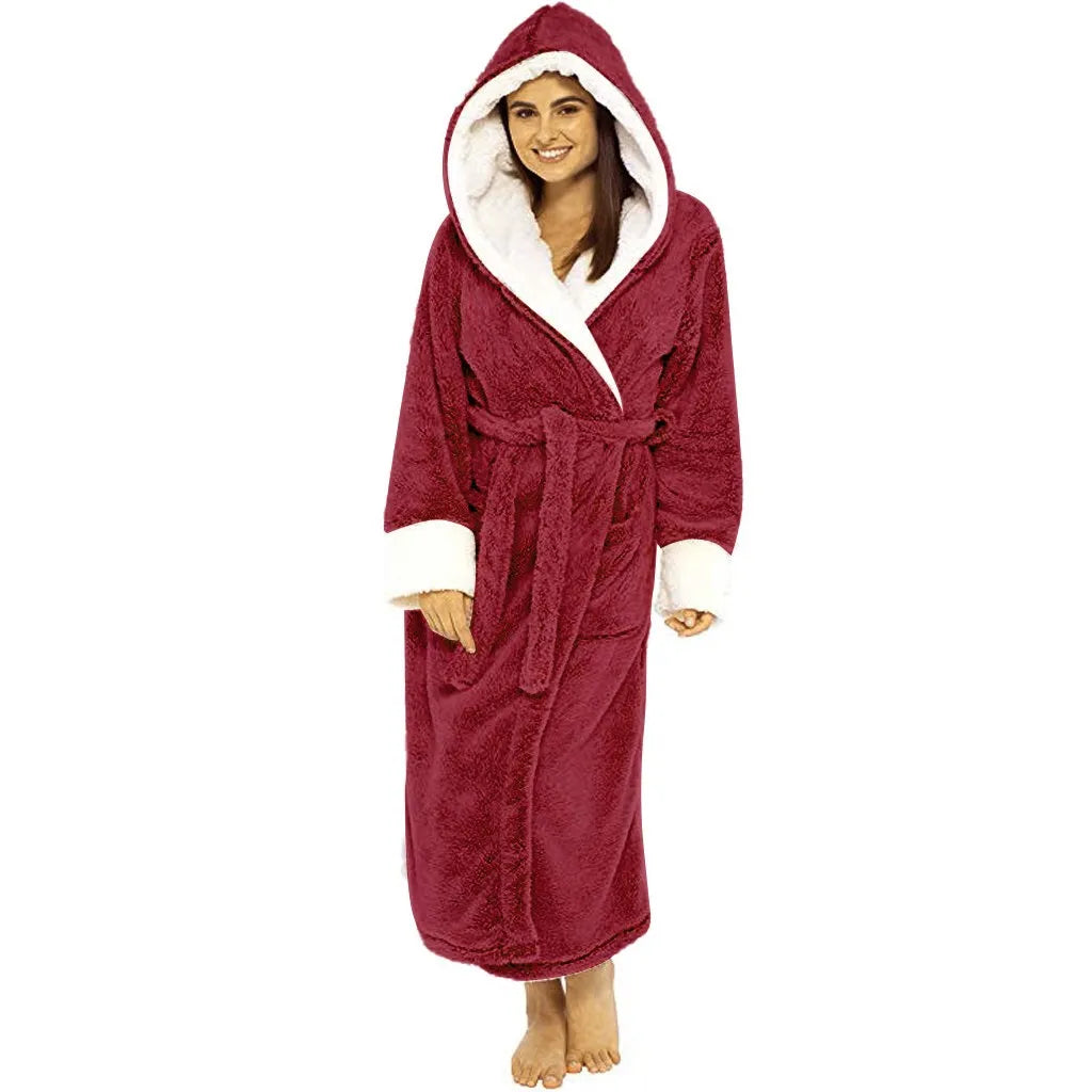 Plush Fleece Hooded Bathrobe – Plus Size