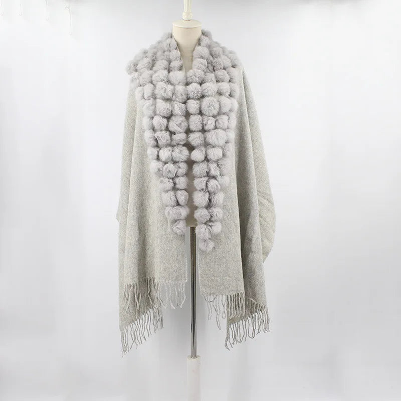 Luxury Rabbit Fur Triangle Shawl