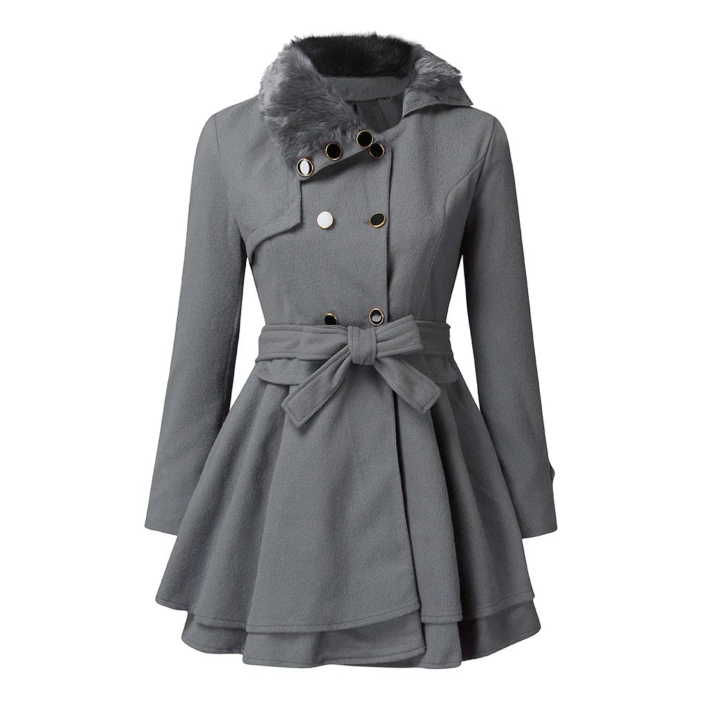 Korean Chic Wool-Blend Slim Trench Coat