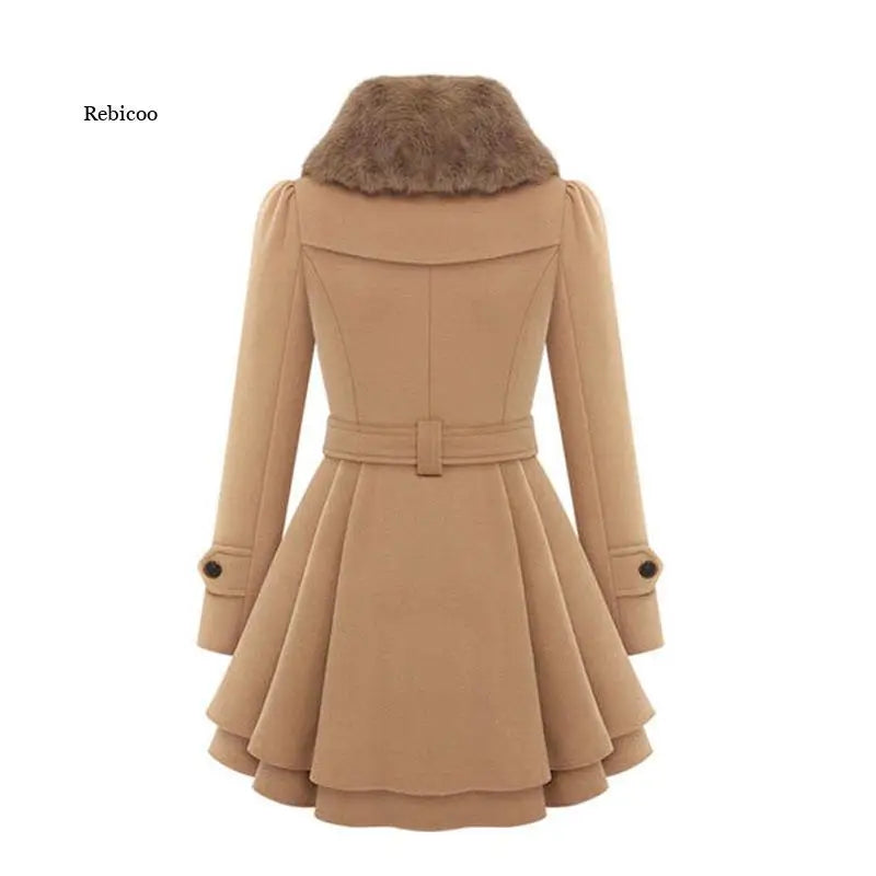 Korean Chic Wool-Blend Slim Trench Coat