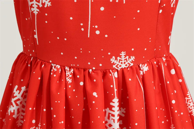 Holiday Lace-Trim Vintage Waist Dress