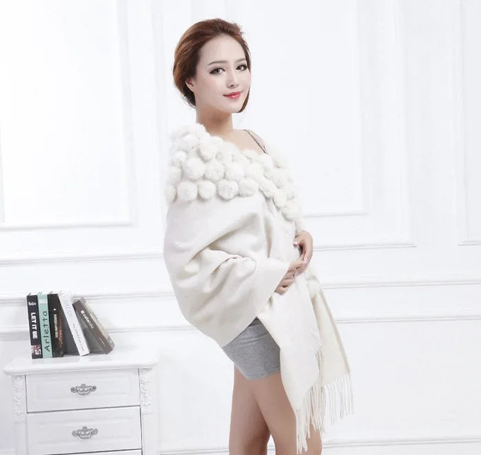 Luxury Rabbit Fur Triangle Shawl