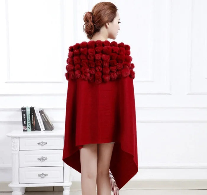 Luxury Rabbit Fur Triangle Shawl