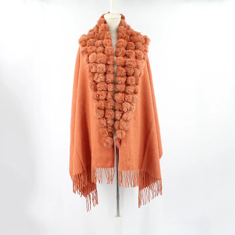 Luxury Rabbit Fur Triangle Shawl