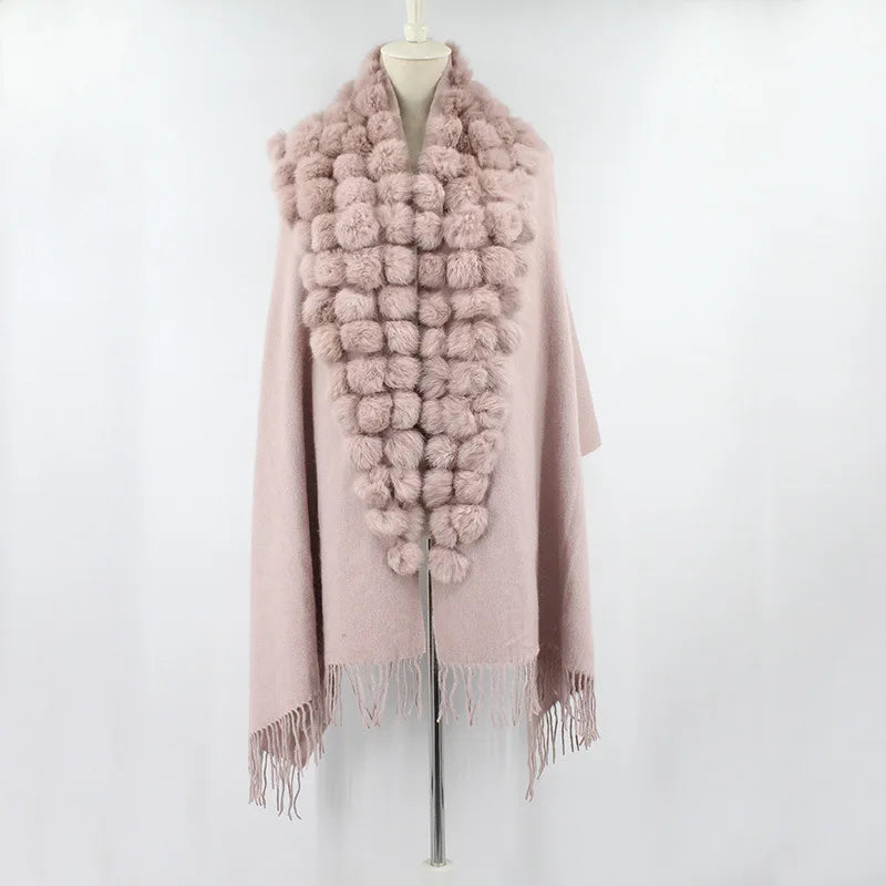 Luxury Rabbit Fur Triangle Shawl