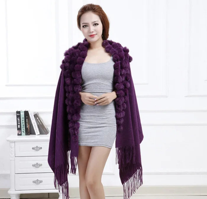 Luxury Rabbit Fur Triangle Shawl
