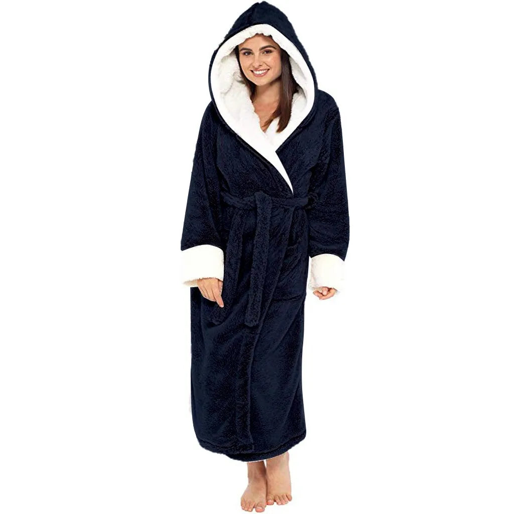 Plush Fleece Hooded Bathrobe – Plus Size