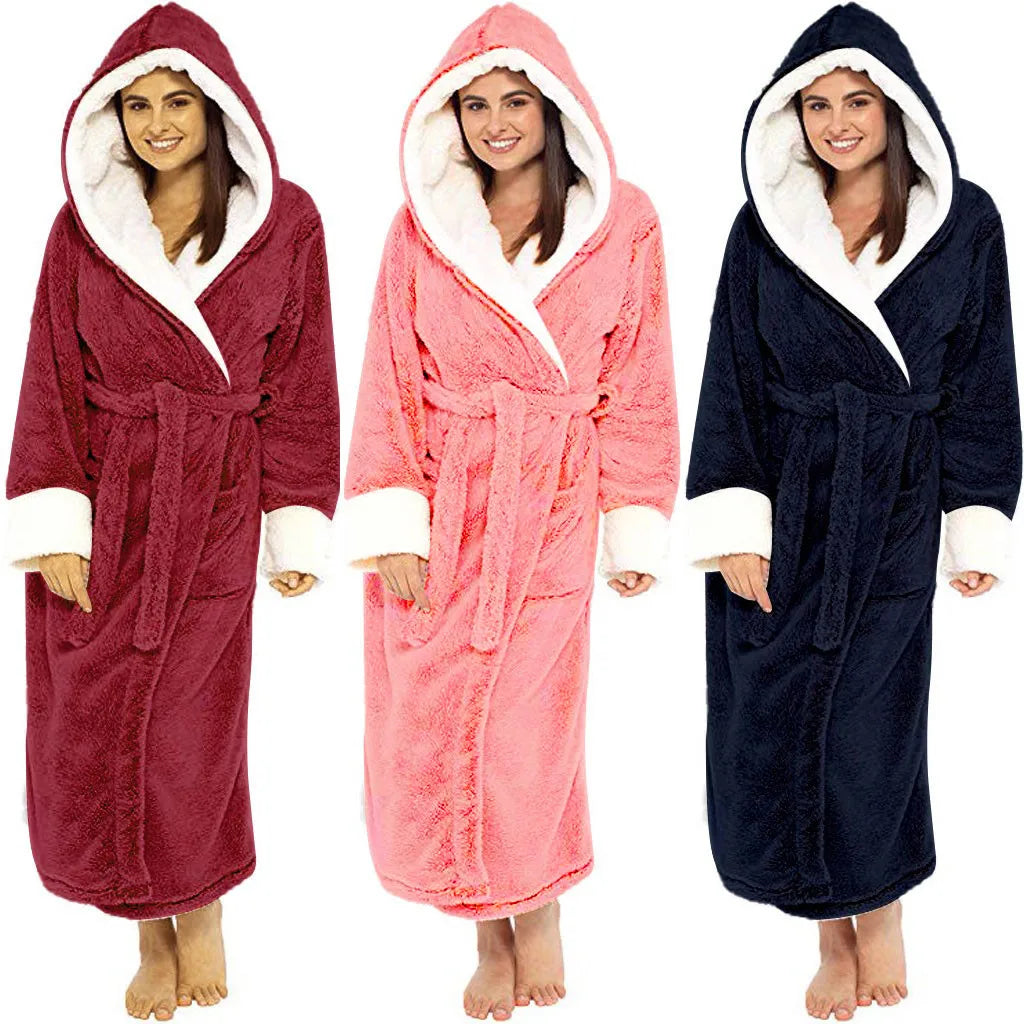 Plush Fleece Hooded Bathrobe – Plus Size