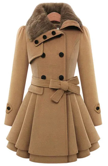 Korean Chic Wool-Blend Slim Trench Coat