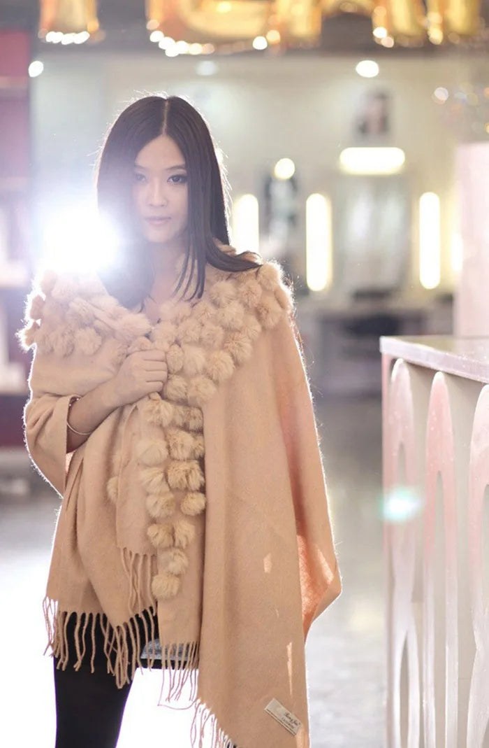 Luxury Rabbit Fur Triangle Shawl