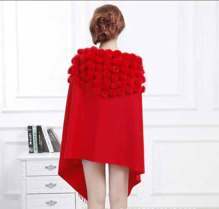 Luxury Rabbit Fur Triangle Shawl