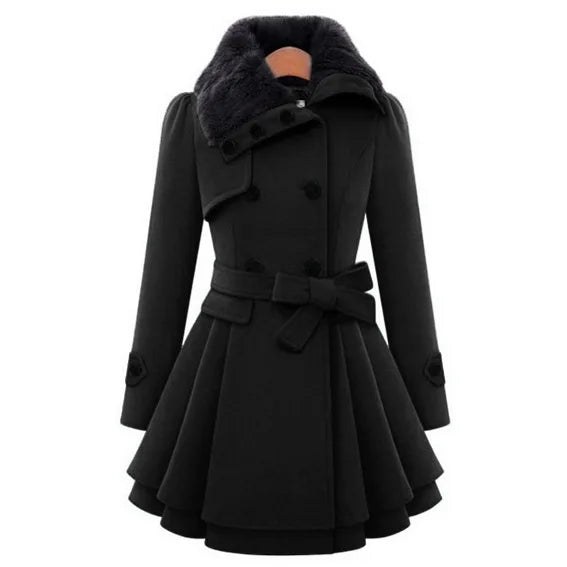 Korean Chic Wool-Blend Slim Trench Coat