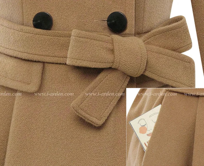 Korean Chic Wool-Blend Slim Trench Coat