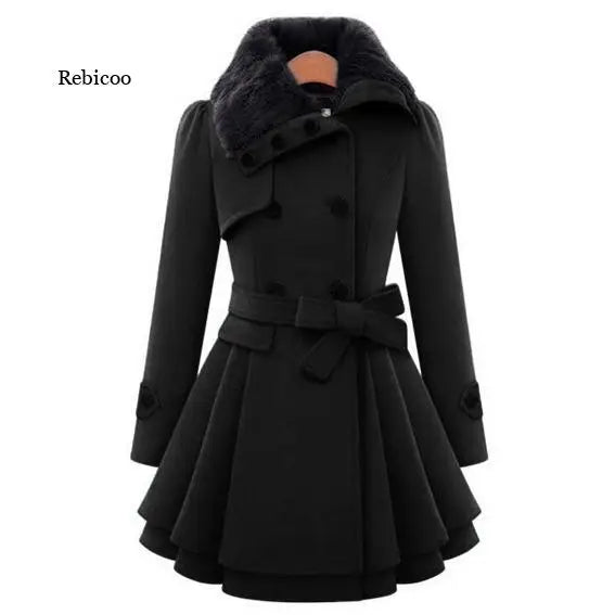 Korean Chic Wool-Blend Slim Trench Coat