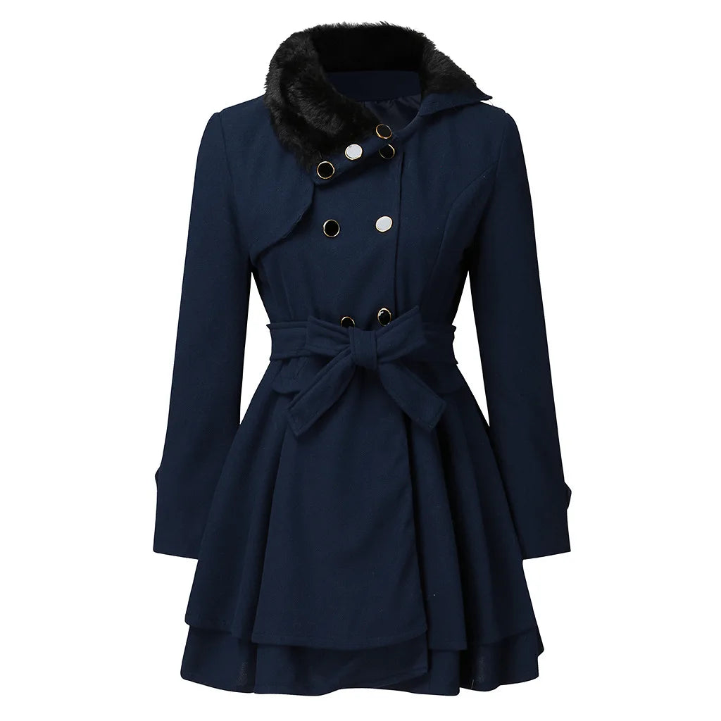 Korean Chic Wool-Blend Slim Trench Coat