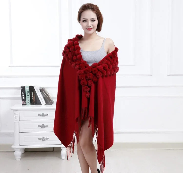 Luxury Rabbit Fur Triangle Shawl