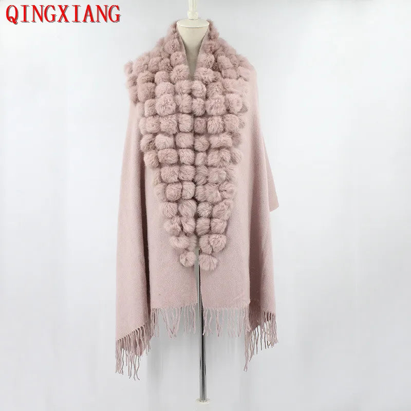 Luxury Rabbit Fur Triangle Shawl