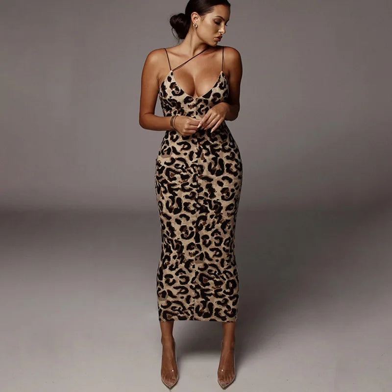 Wild Charm Leopard Midi Dress