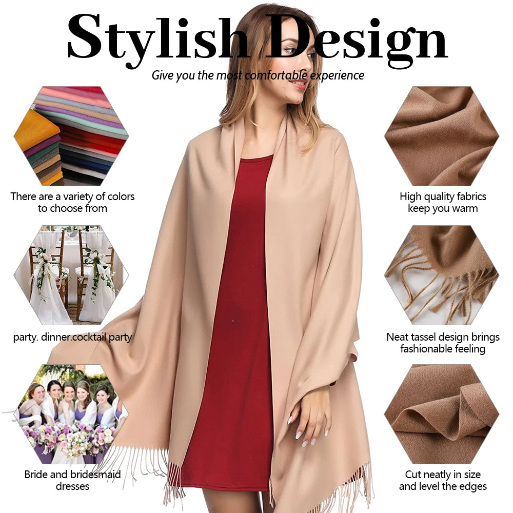 Elegant Cashmere Touch Pashmina Scarf
