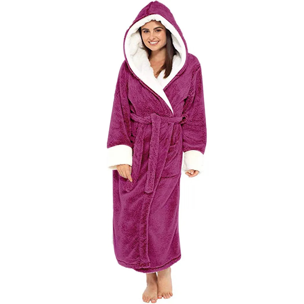 Plush Fleece Hooded Bathrobe – Plus Size
