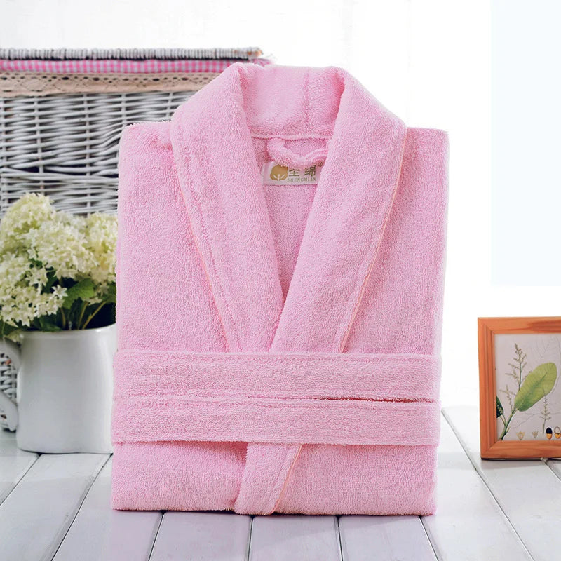 Soft Pink Cotton Terry Bathrobe