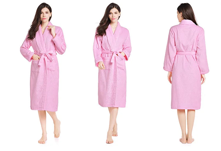 Soft Pink Cotton Terry Bathrobe