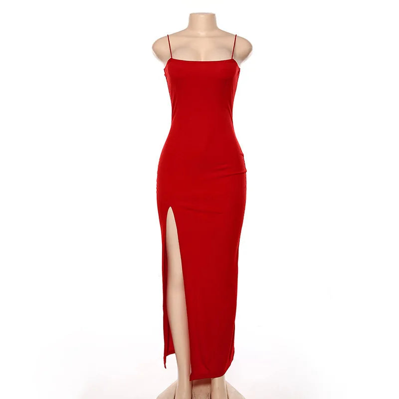Red Elegance Lace-Up Bodycon Midi Dress