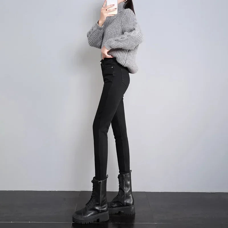 Women’s Thermal Skinny Jeans – Winter Warm Fleece Denim