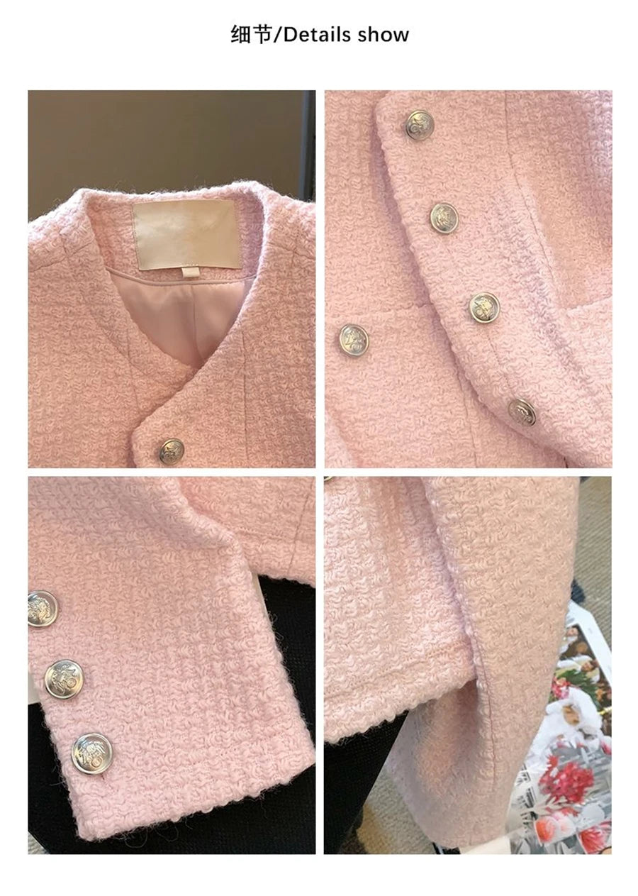 Vintage Pink Tweed Crop Jacket