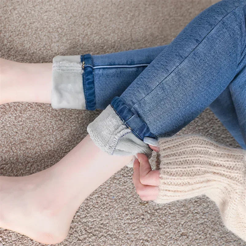 Women’s Thermal Skinny Jeans – Winter Warm Fleece Denim