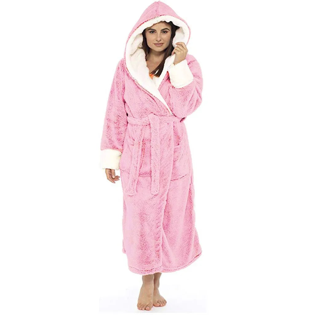 Plush Fleece Hooded Bathrobe – Plus Size