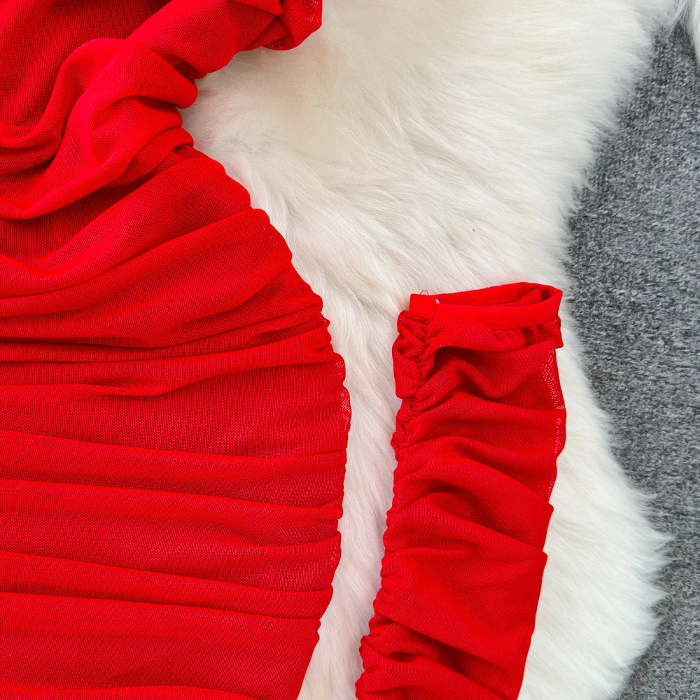 Holiday Glam Mesh Strapless Dress
