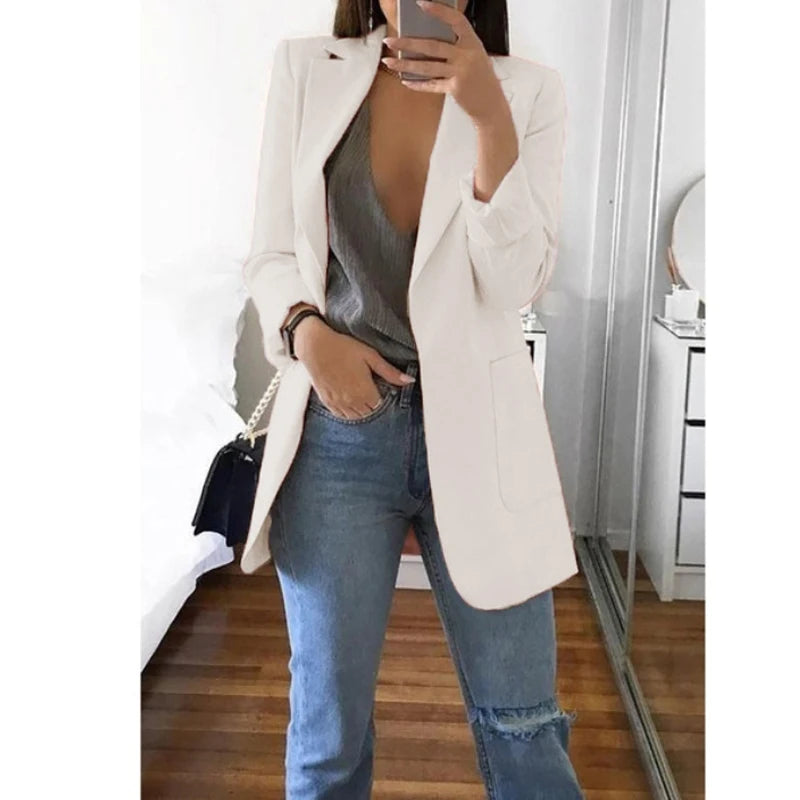 Chic Polo-Neck Cardigan Blazer