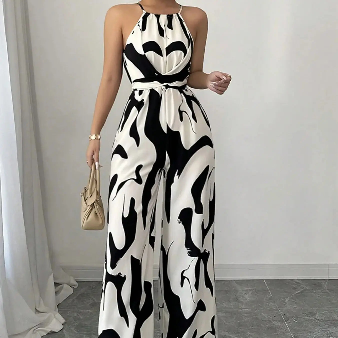 Retro Charm Halter Jumpsuit