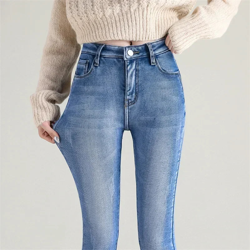 Women’s Thermal Skinny Jeans – Winter Warm Fleece Denim