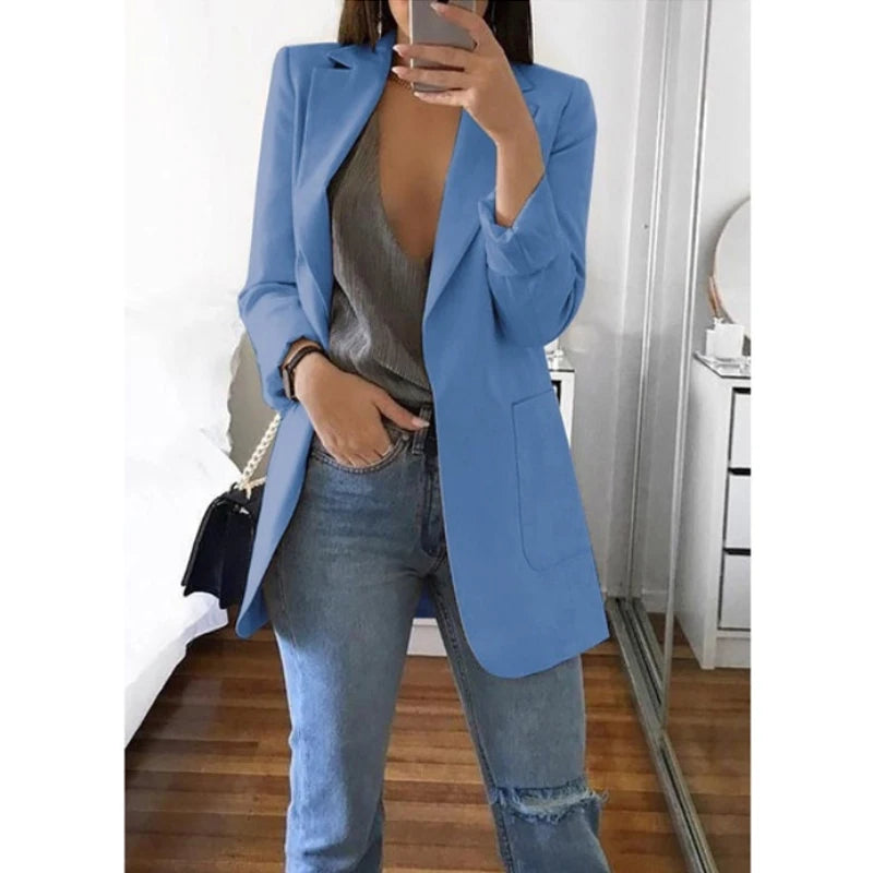 Chic Polo-Neck Cardigan Blazer